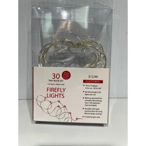 Firefly Lights 30 Tiny Red Ultra Bright Lights on Silver Cord Battery Operated